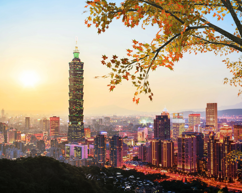 A picture of the skyline in Taipei